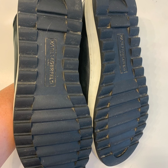 Karl Lagerfeld Genuine Leather Black Sneakers Paris - Picture 6 of 10